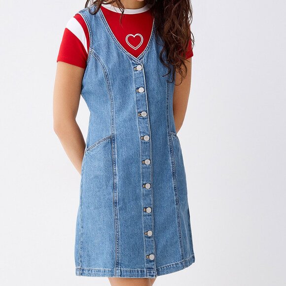 Levi's buttoned denim sleeveless dress with pockets 100% cotton - Picture 3 of 3